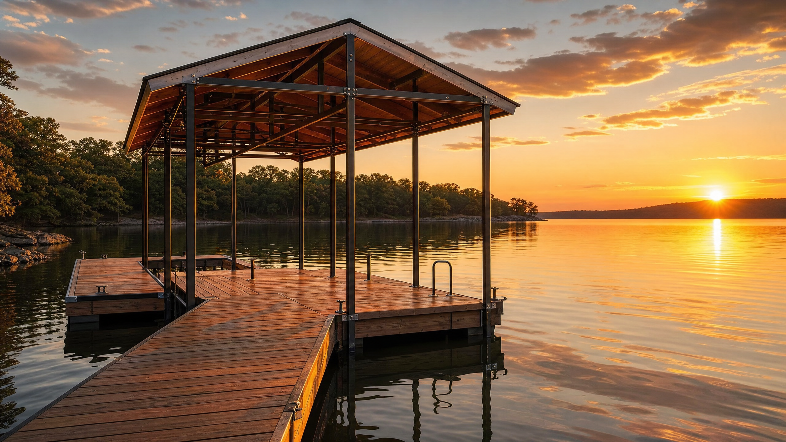 Boat dock repair at Oklahoma lake